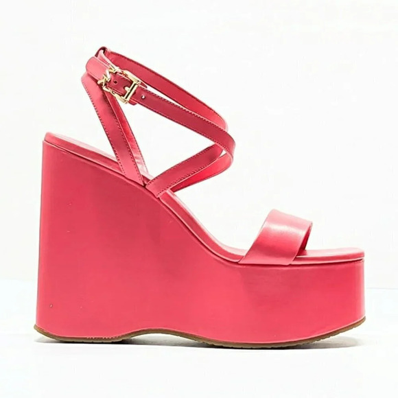 Michael Kors Women's Paola Strappy Platform Wedge Sandals Pink Size 8 MSRP $155 - Picture 2 of 10